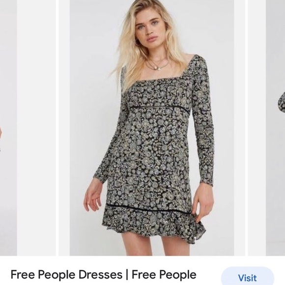 Free People long sleeve black mini dress with ruffle sleeves size 6 NWT - Picture 2 of 6